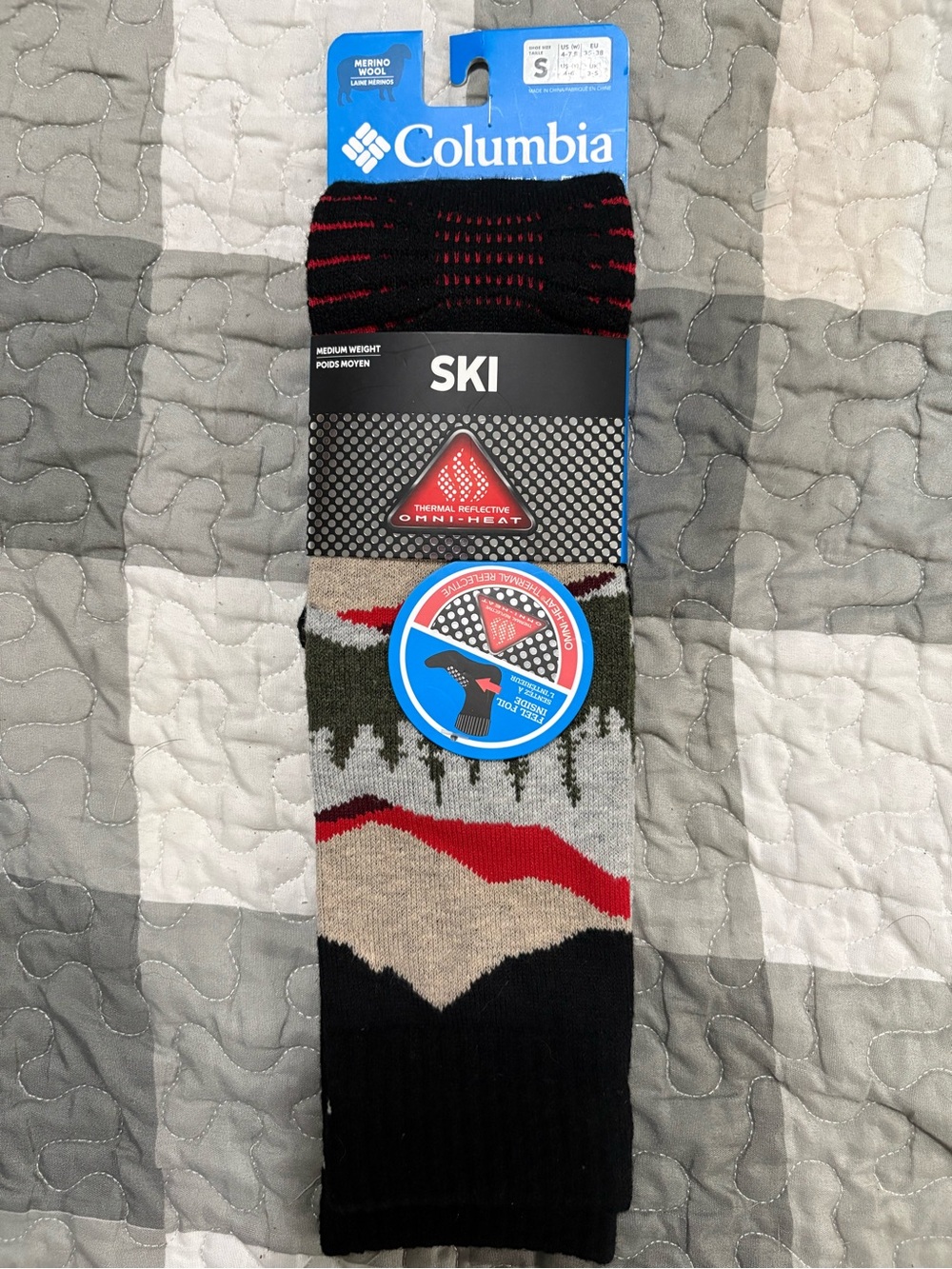 Columbia Ski Socks - Black, Red, Gray, Tan
